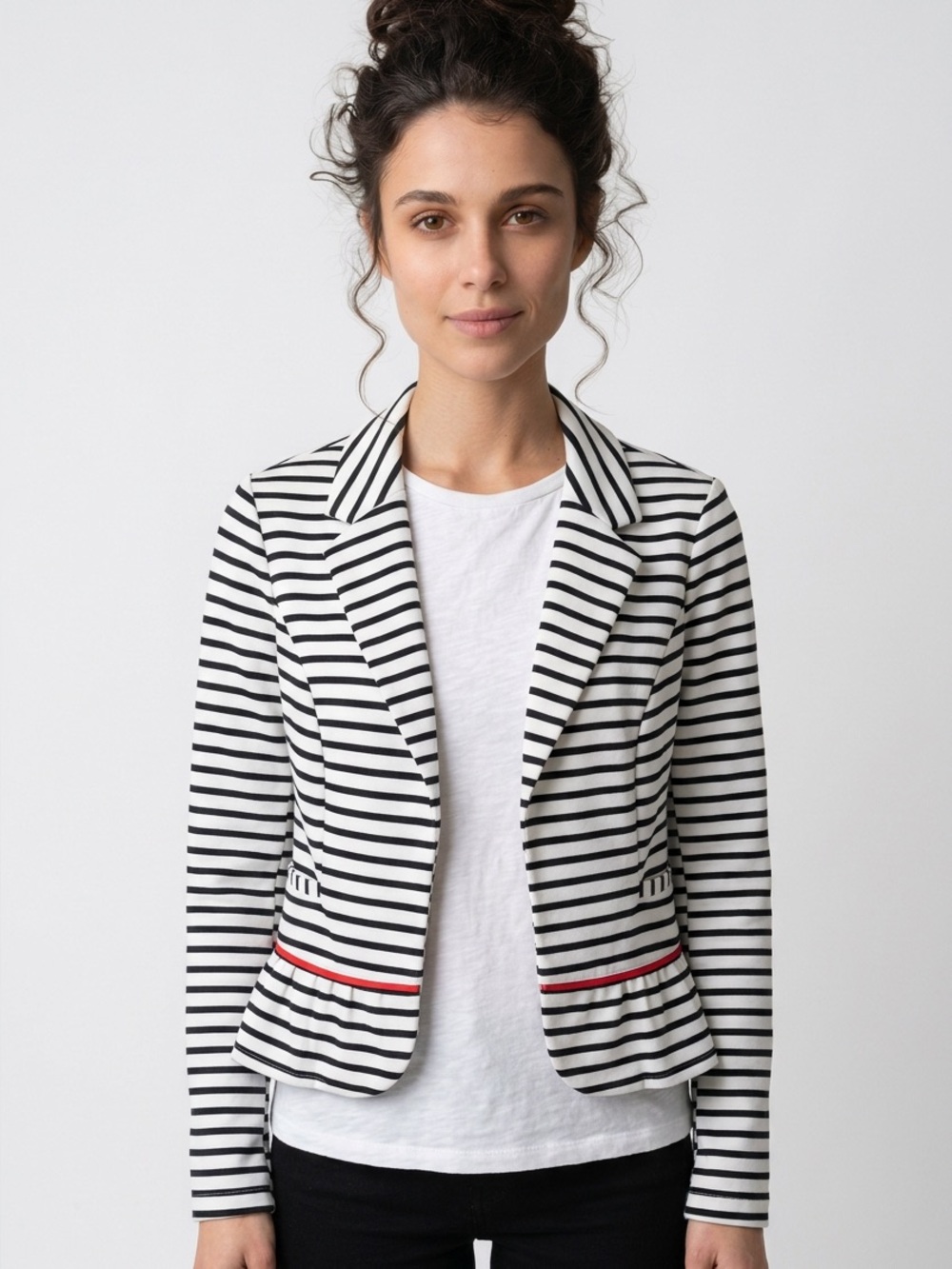 Striped Black & White Women's Blazer Jacket